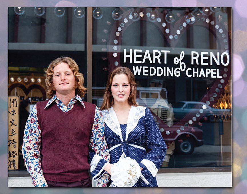 Carl and Diana Grosser on their wedding day at the Heart of Reno
                  Wedding Chapel, August 14, 1976